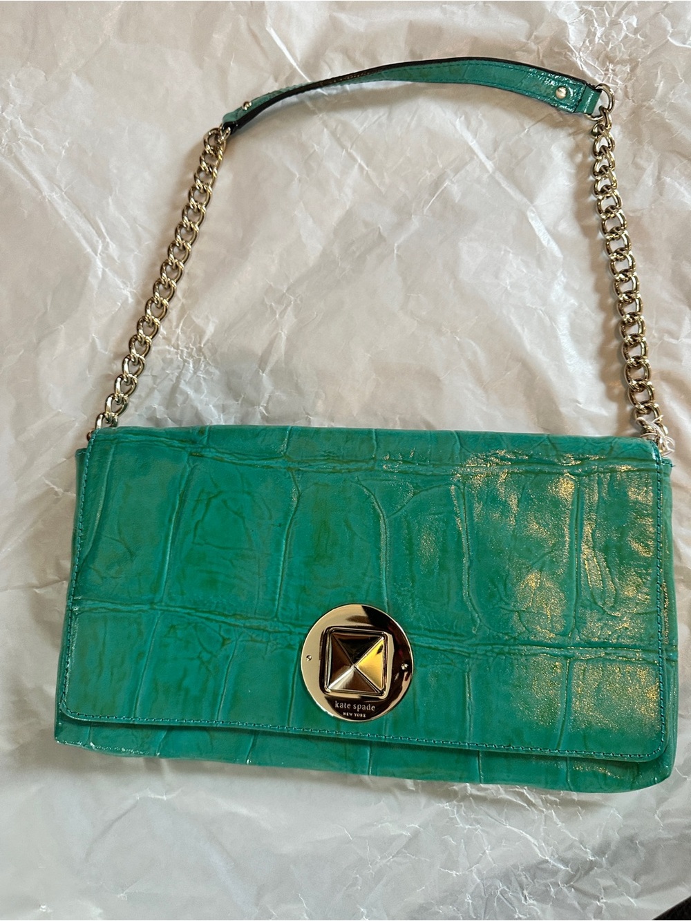 Kate Spade “Kinghtsbridge Monette”  crocodile-embossed patent leather purse